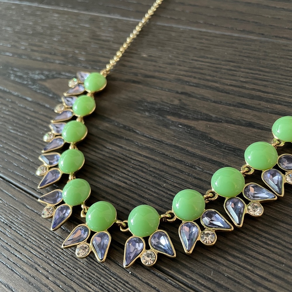 Turquoise and Lilac Crystal Jcrew Necklace